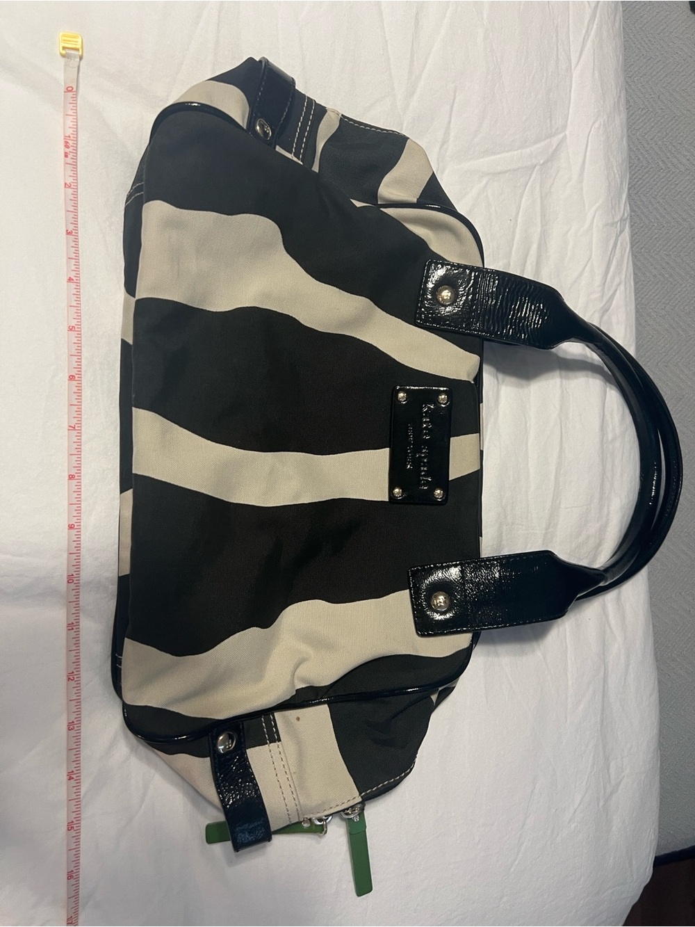 kate spade Black and Cream Striped Satchel